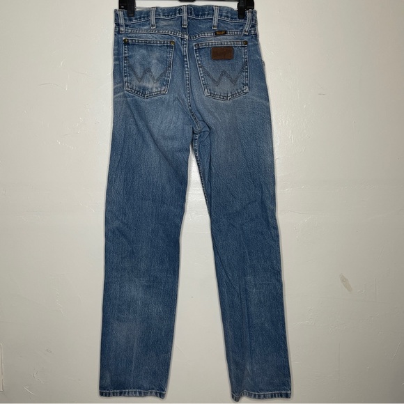 VINTAGE HIGH RISE WRANGLER LIGHT WASH STRAIGHT FIT JEANS 30x34 - Picture 4 of 9